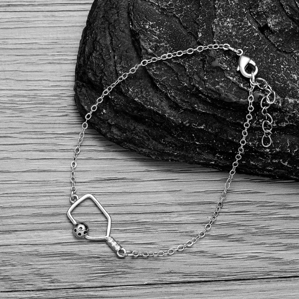 Open Paddle Rhinestone 18K White Gold Adjustable Bracelet