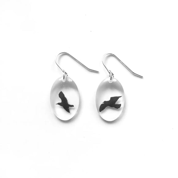 Small Oval Bird Earrings
