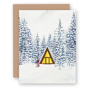 Snowy Cabin A-Frame | Everyday Greeting Card