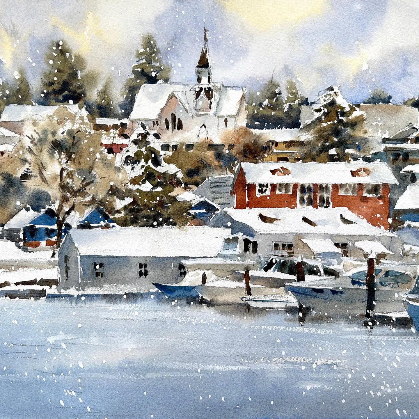 Snowy Morning in Poulsbo (Limited Edition Print 11"x14")