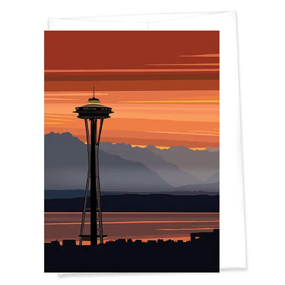 Space Needle at Sunset Greeting Card