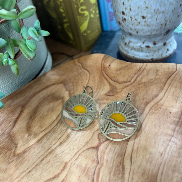 Sunset Stained Glass Resin Earrings