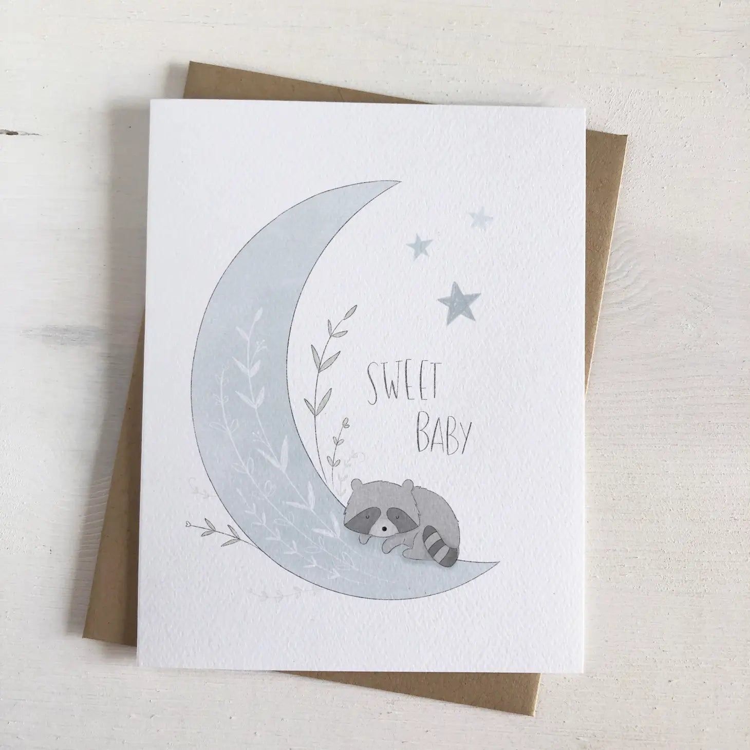 Sweet Baby Moon Raccoon Card