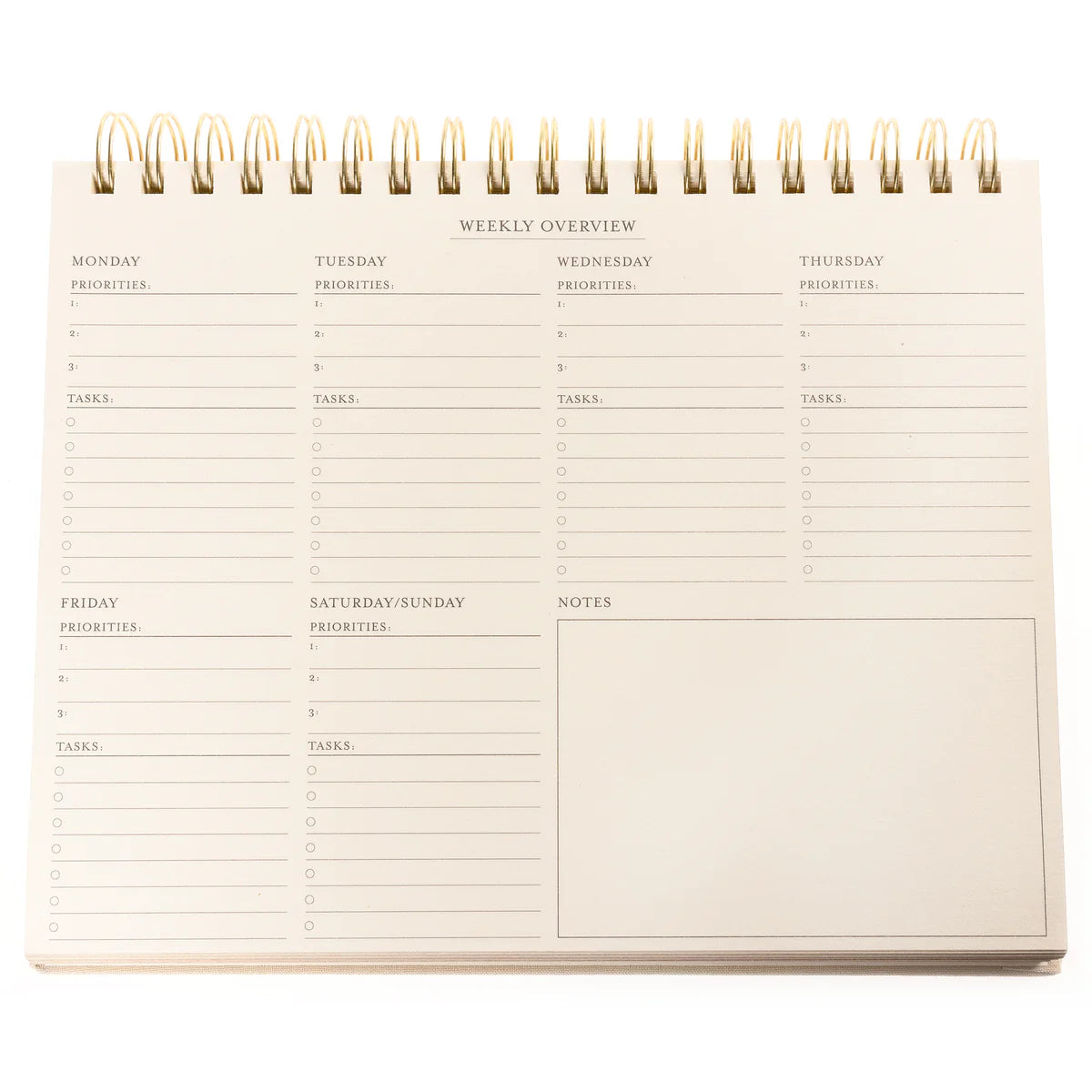 Taupe Fabric-Covered Spiral Weekly Desk Pad