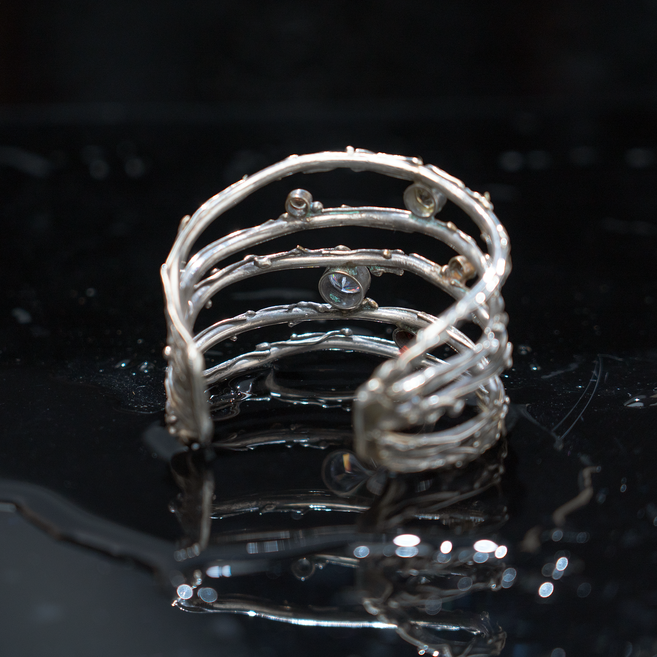 Twig Cuff with 5 Stones Fused clear garnet citrine