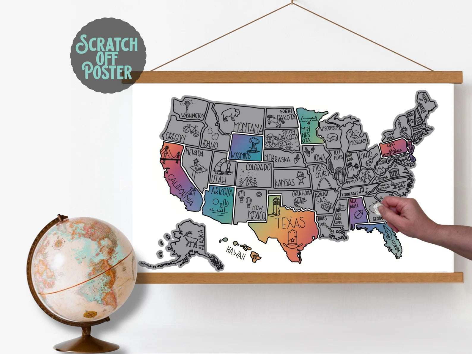 USA Scratch Off Map - Silver