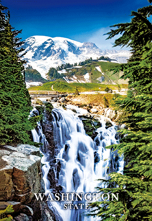 Mt Rainier Myrtle Falls 3D Postcard