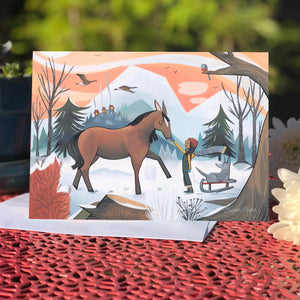 Winter Horse (Design 98) Blank Inside Greeting Card