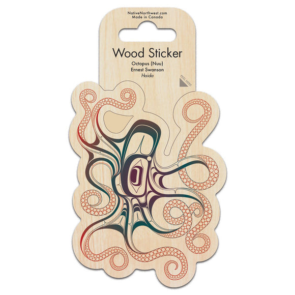 Wood Sticker | Octopus (NUU) Ernest Swanson (Haida)