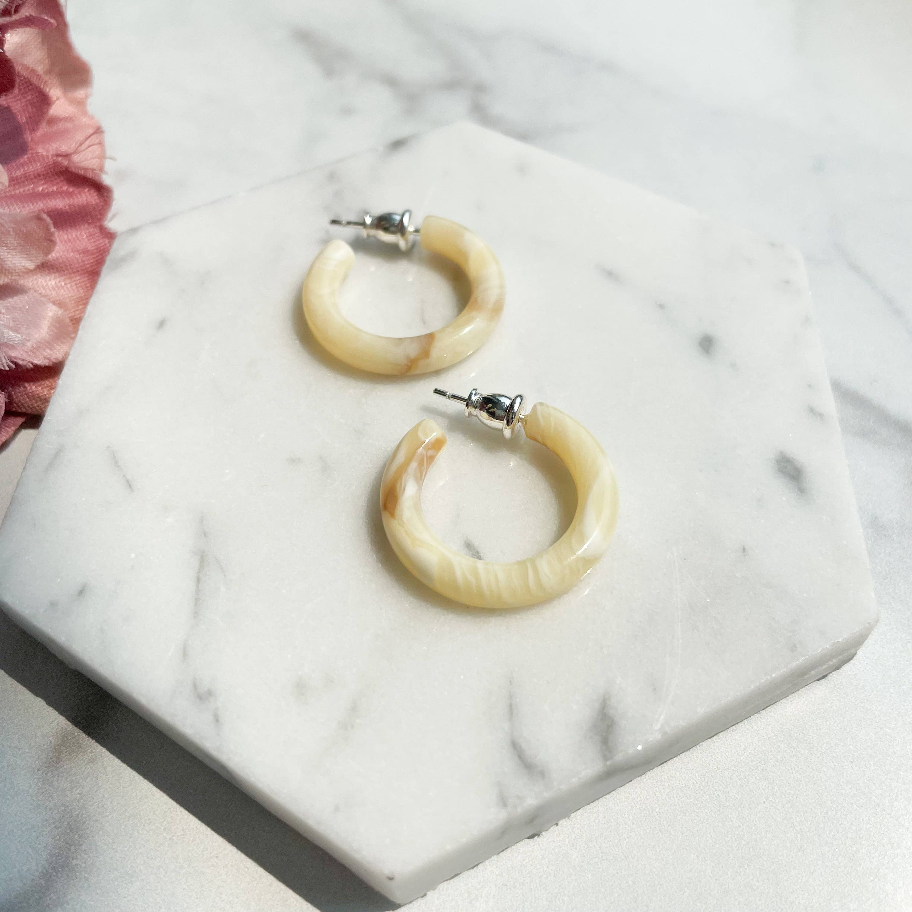 Ultra Mini Hoop Collection | Small Acetate Hoops: Lilly Pad