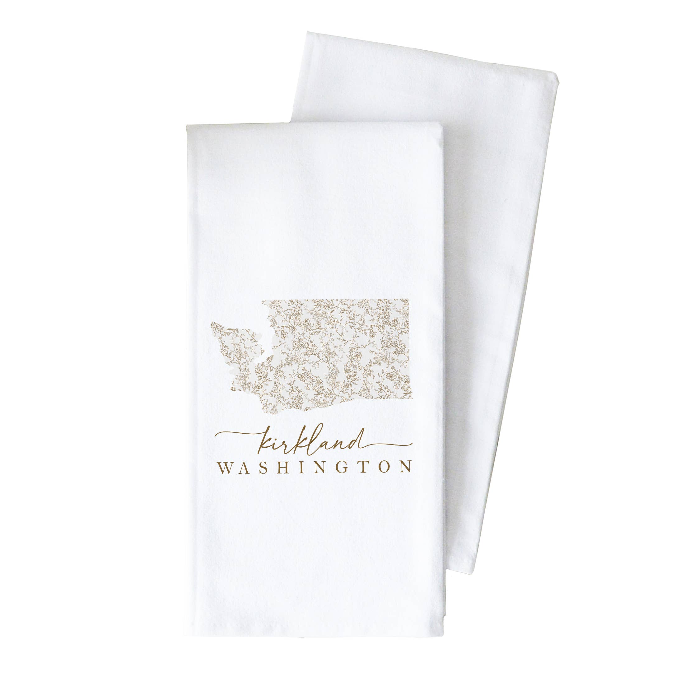 Vintage Floral State Custom Tea Towel: White