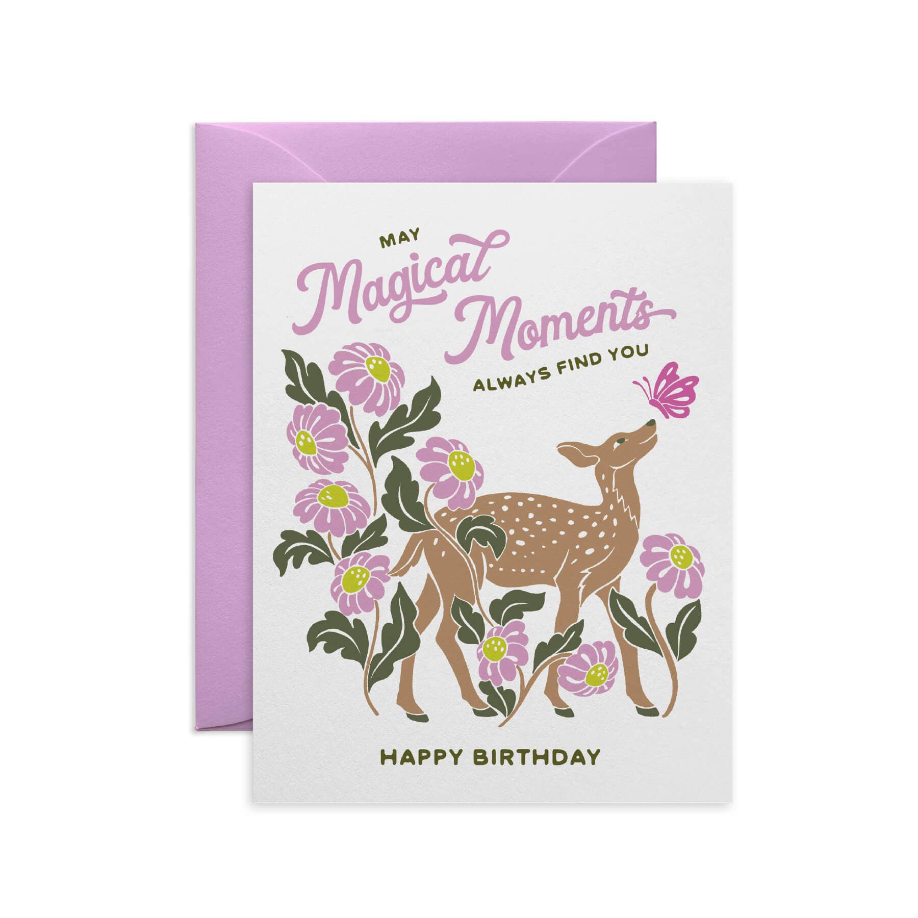 Deer and Butterfly Birthday Card