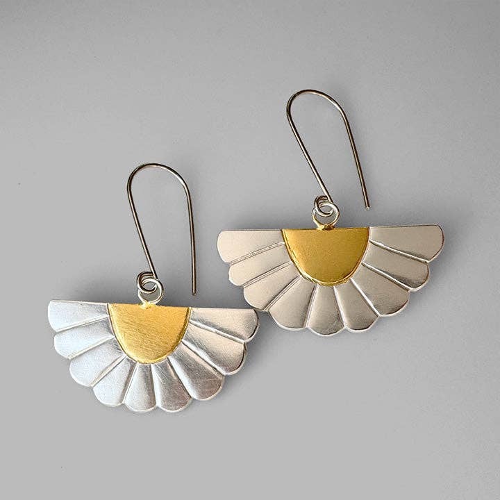 Floral Silver and Gold Marigold Earrings