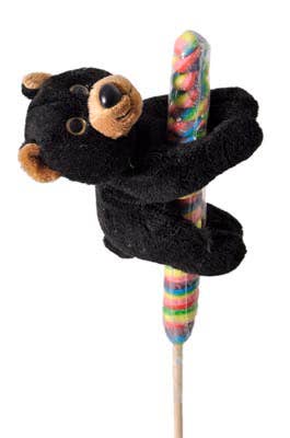 7" (17cm) Lollyplush Black Bear w/ 14" Rainbow Lollipop