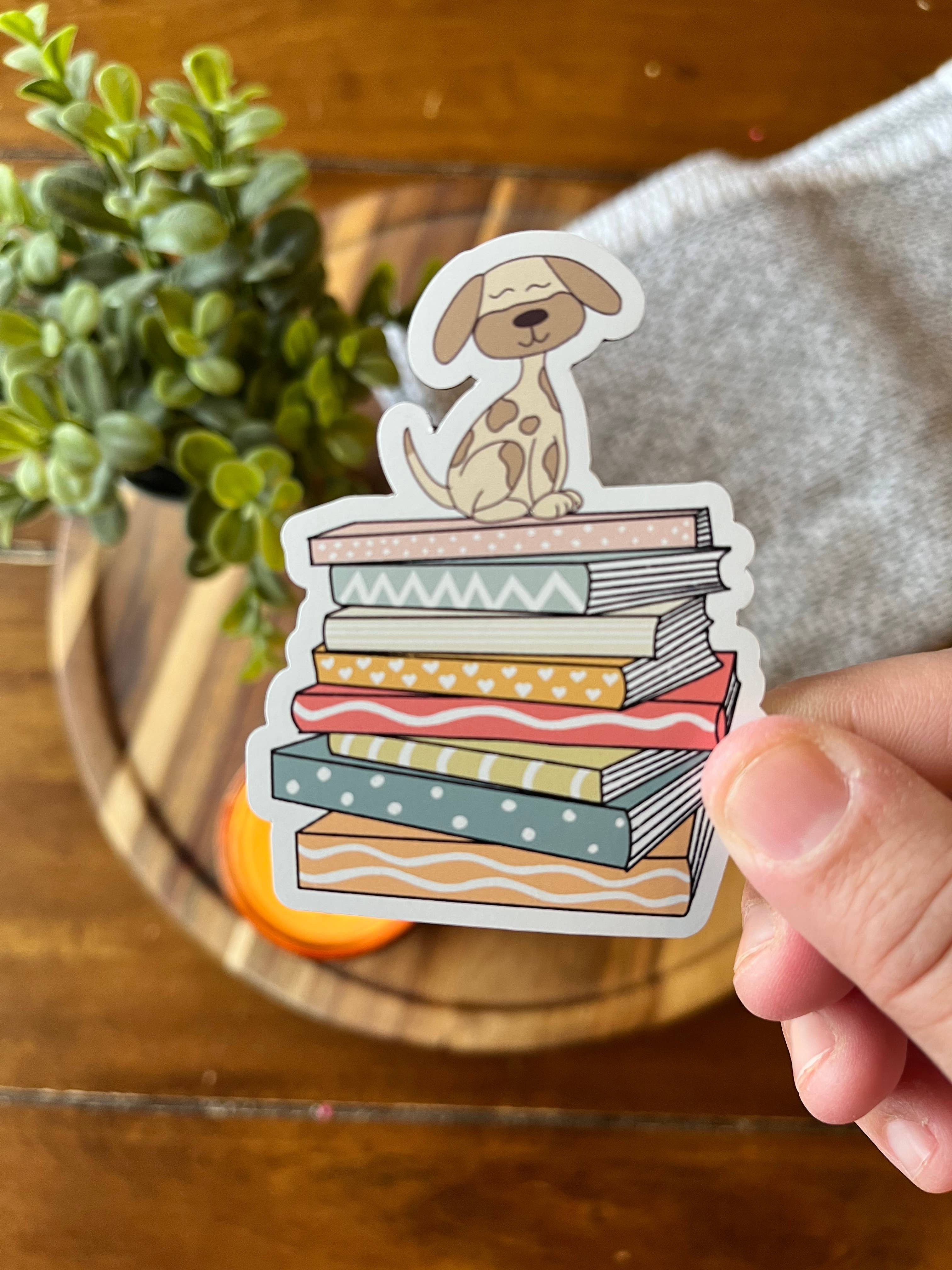 Dog Book Stack Magnet