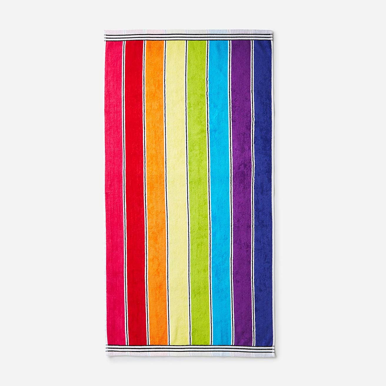 Rainbow Stripe Cotton Beach Towel - Luxury Soft Travel Towel: Multi-Colored