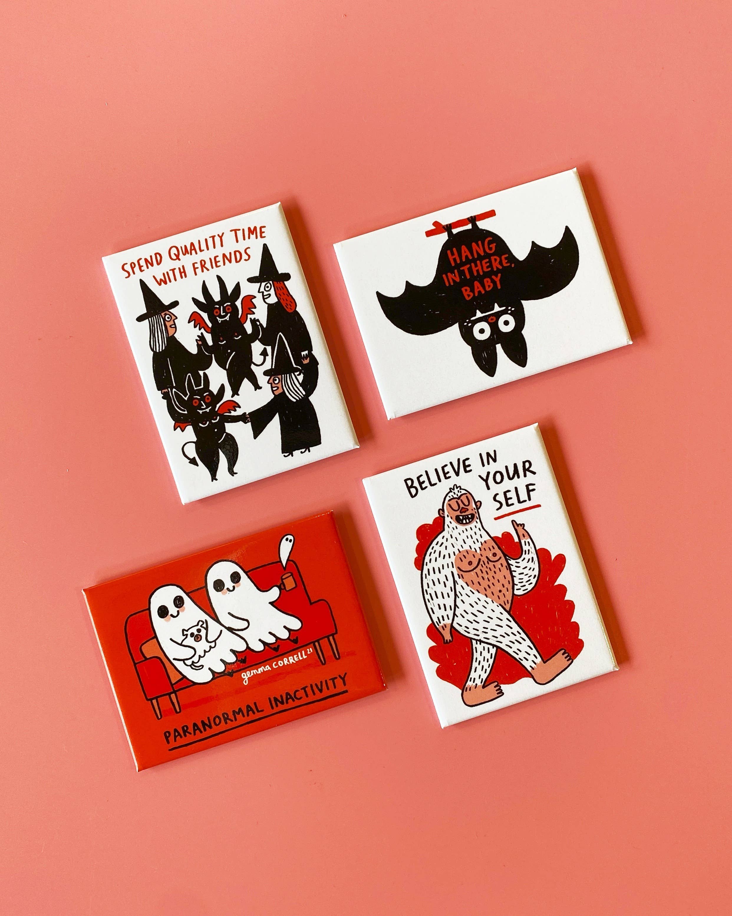 Quality Time Witch Friends Rectangle Magnet by Gemma Correll