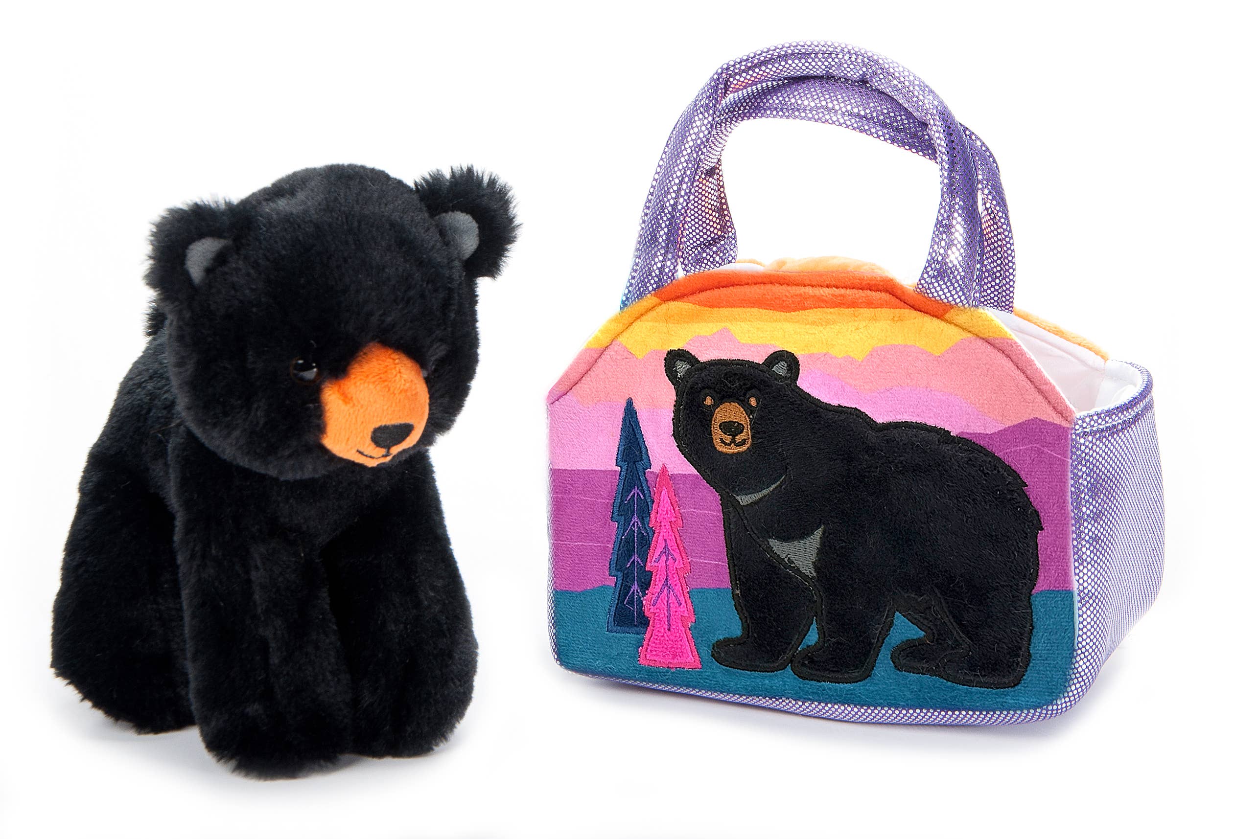 Plush Animal Set with Purse -  9" Black Bear