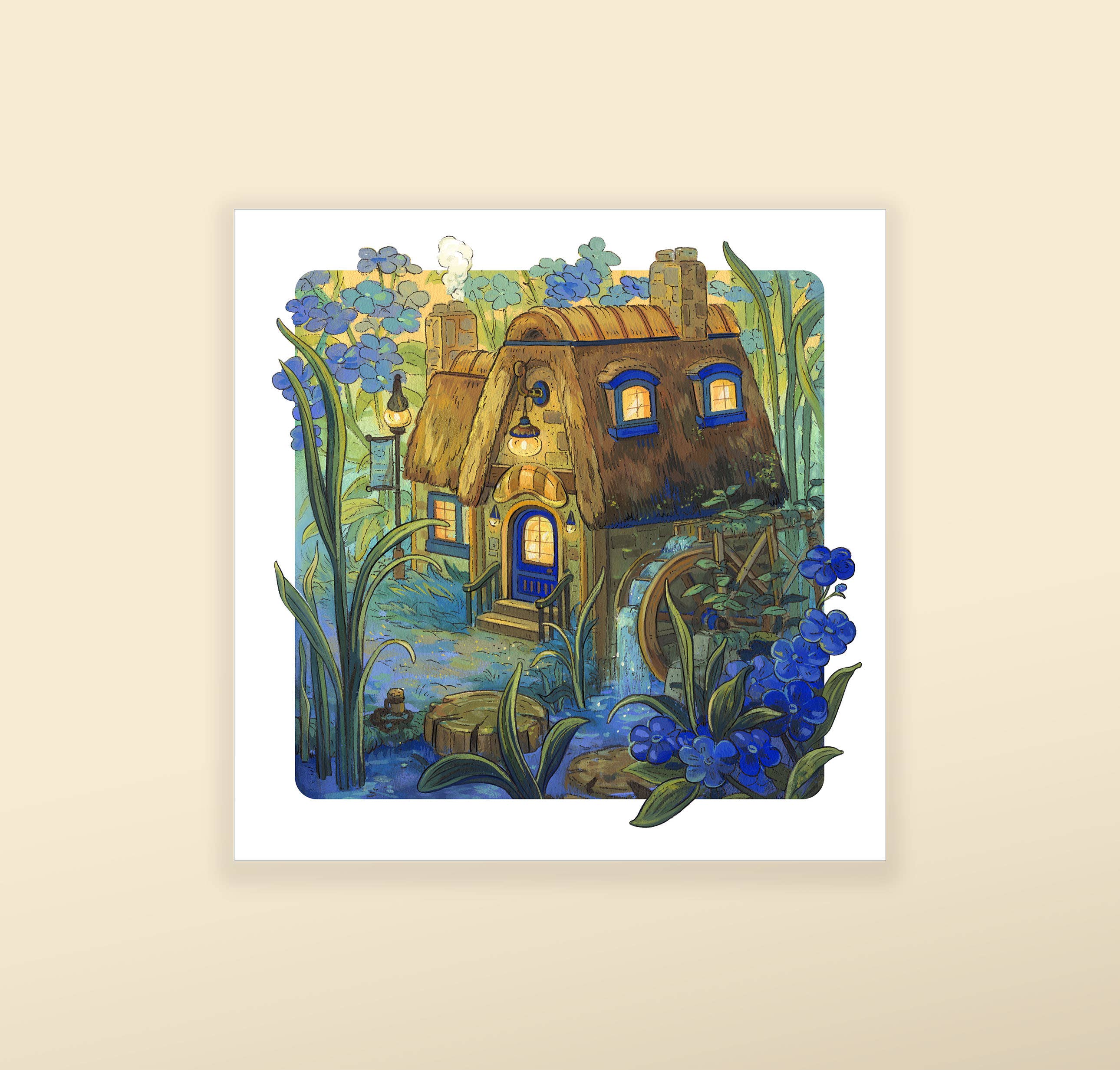 Watermill at the Forget-Me-Nots - Fine Art Print