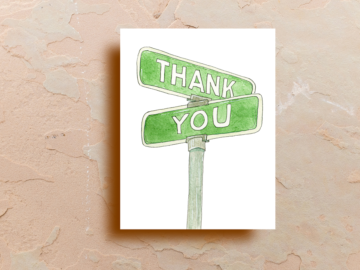 Thank You Street Sign - Greeting Card