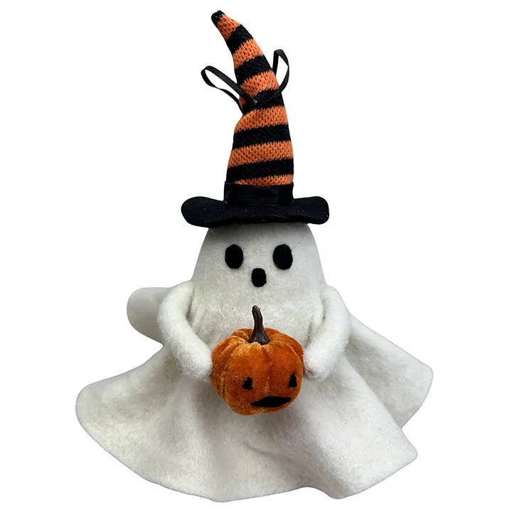 Felt Ghost with Velvet Pumpkin Halloween Decor - 2 options: Small