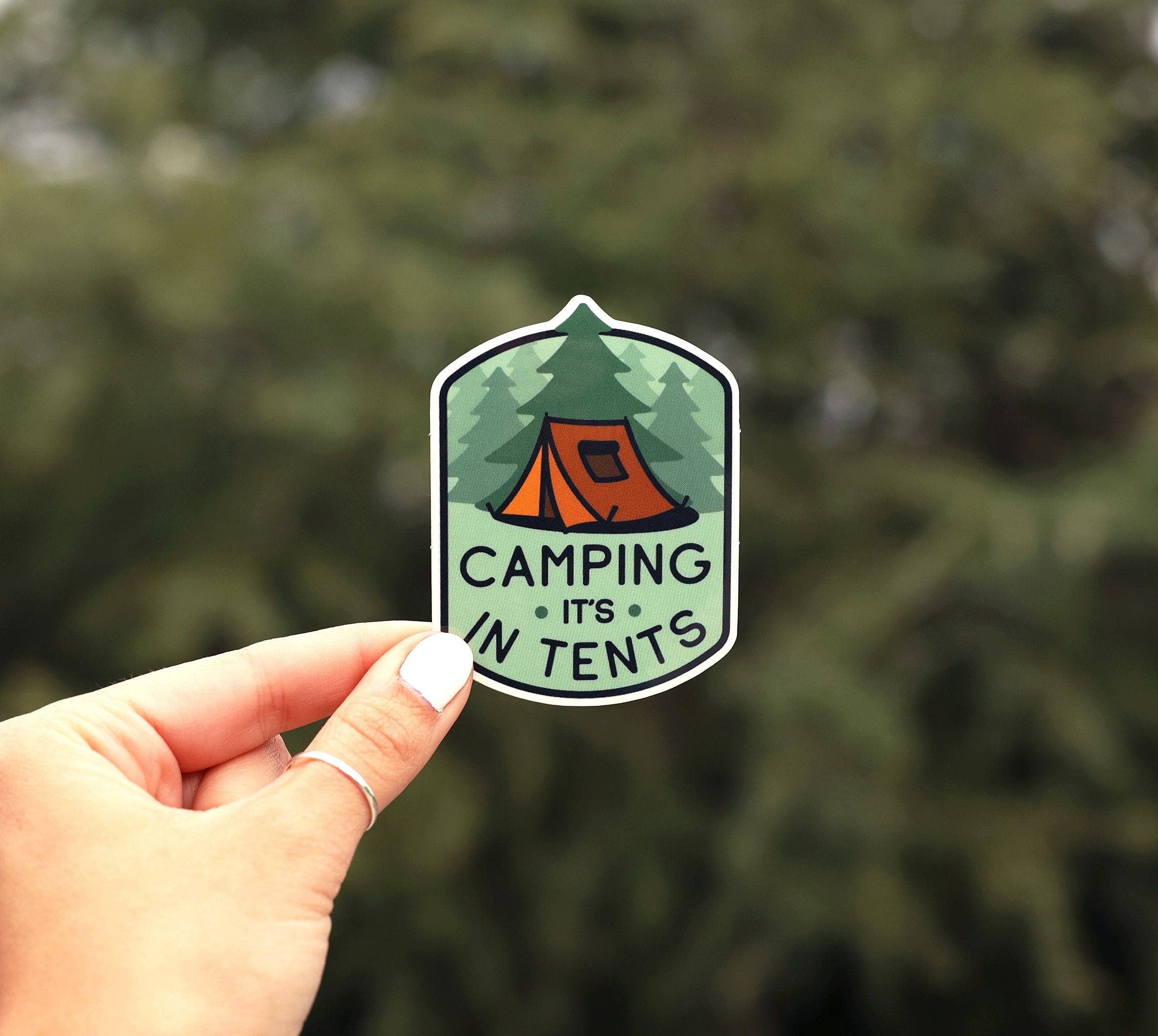 Camping in Tents: Waterproof UV Resistant Vinyl Sticker