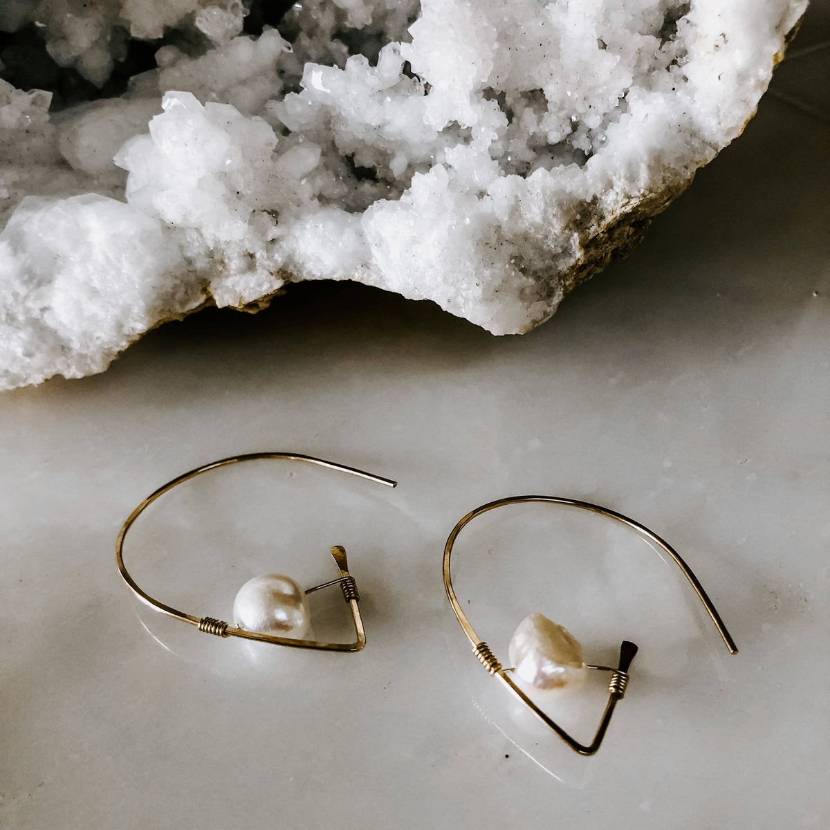 Entranced Pearl Threader Earrings: Sterling Silver