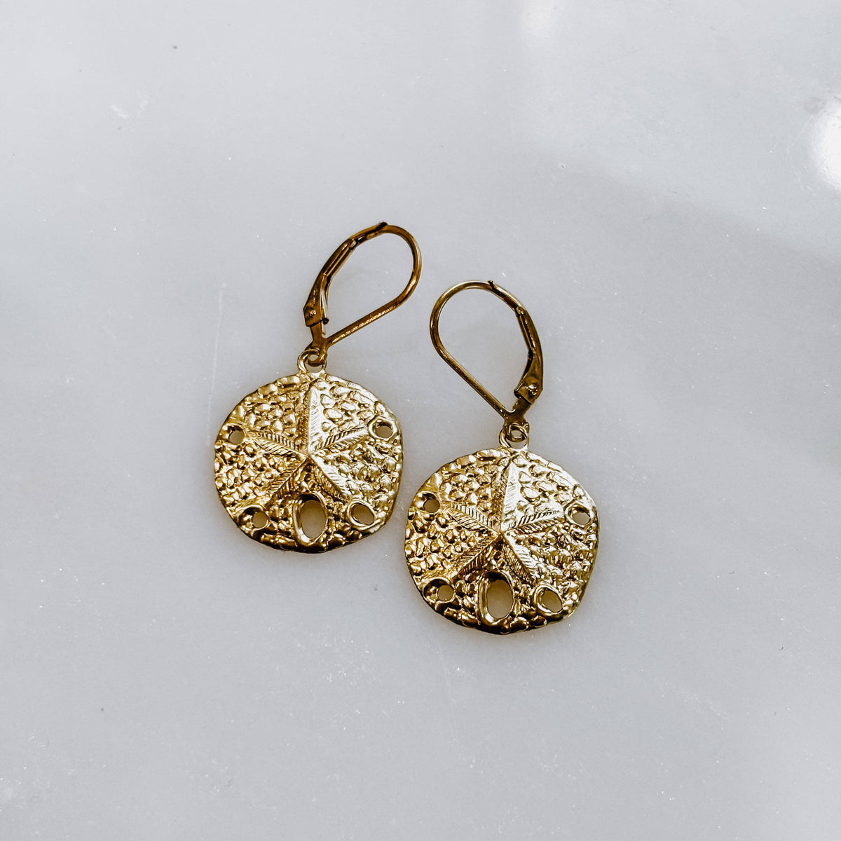 Beachcomers Sand Dollar Earrings: 14k Gold Fill