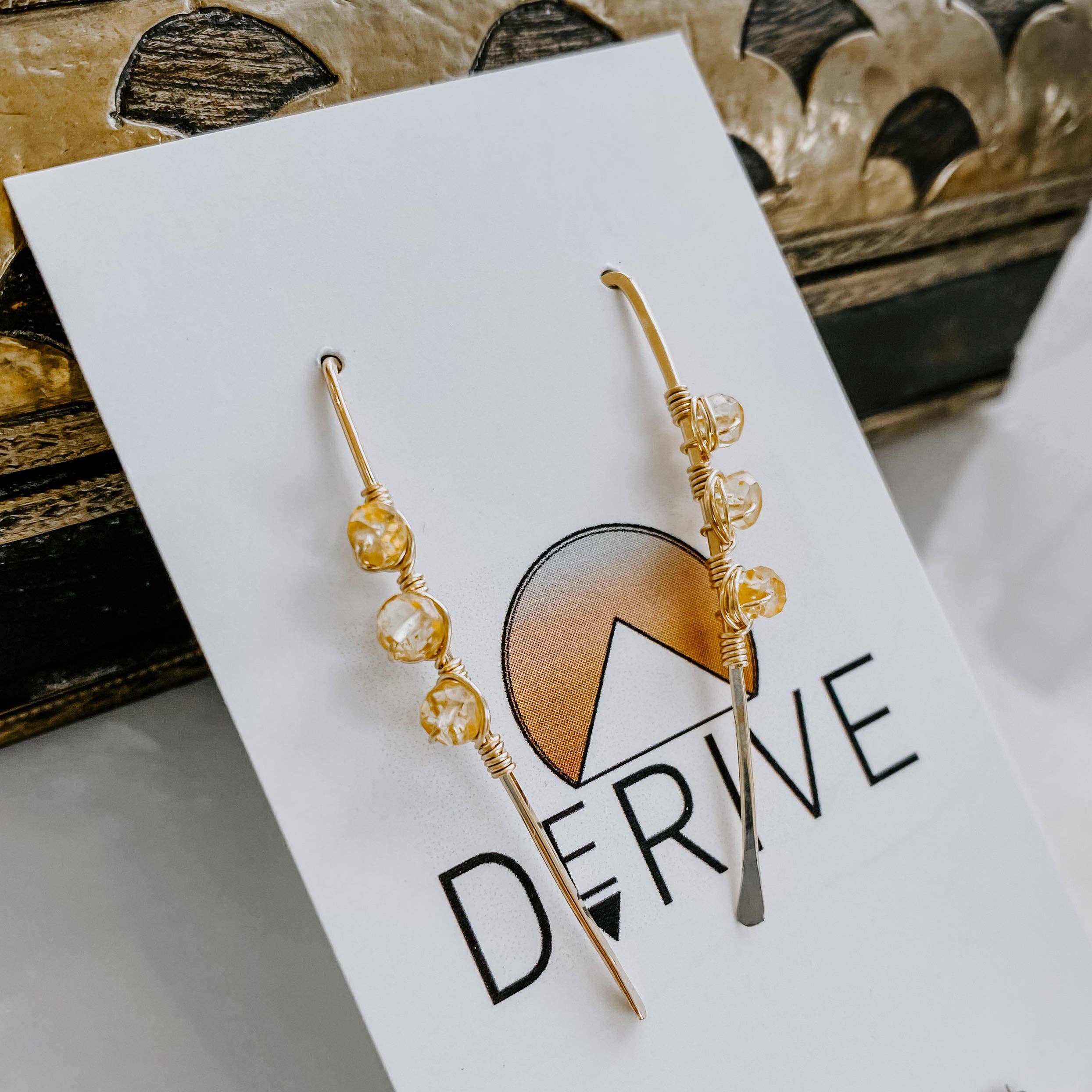 Triple Stone Citrine Threader Earrings: Sterling Silver