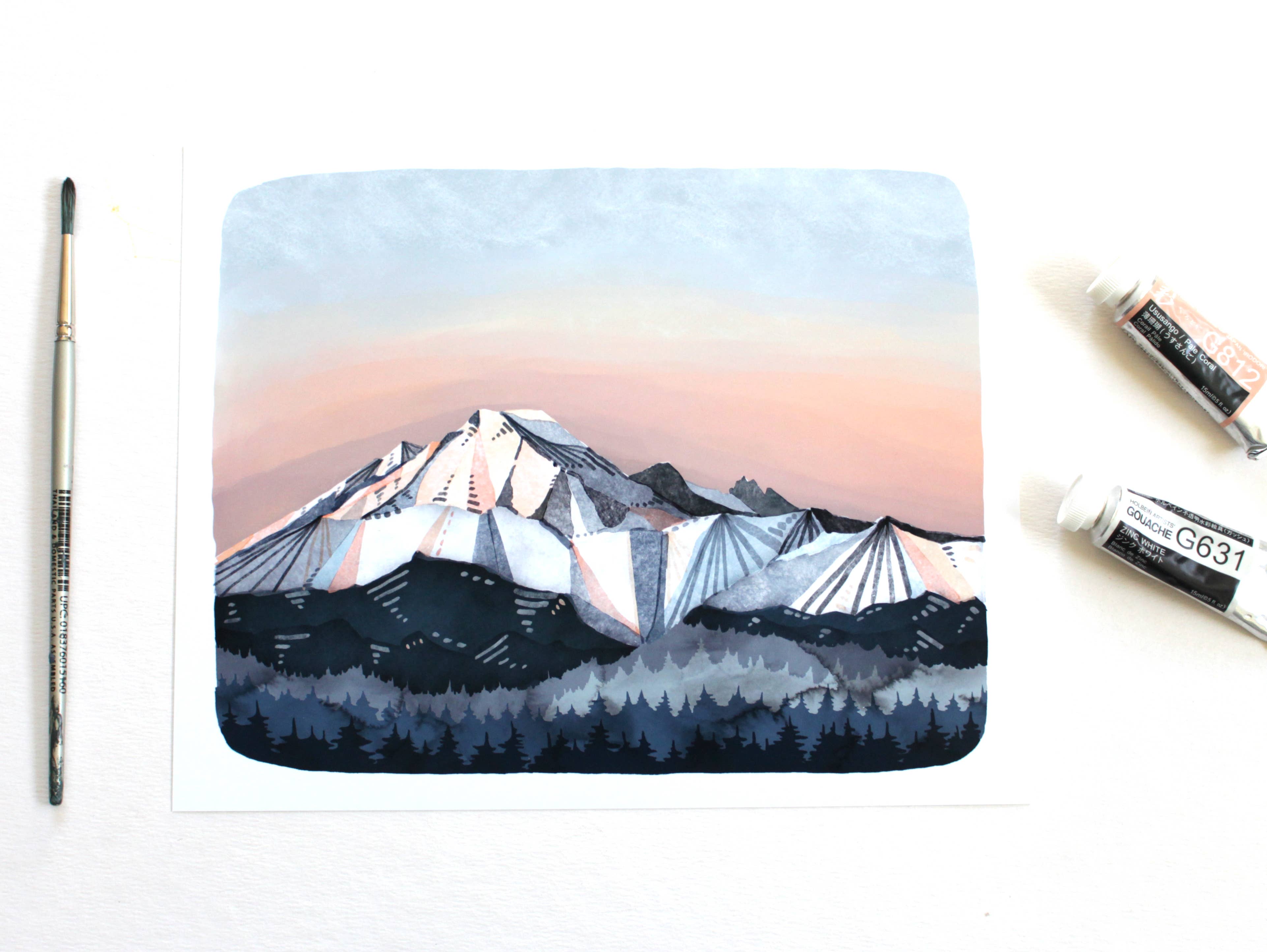 8" x 10" Seattle Art Print - Mt Rainer