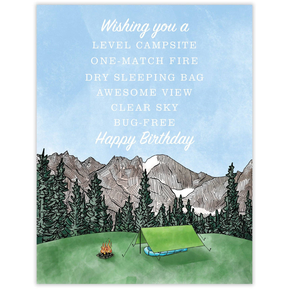 Camping Wish - Recycled Birthday Card for Outdoor Adventurers