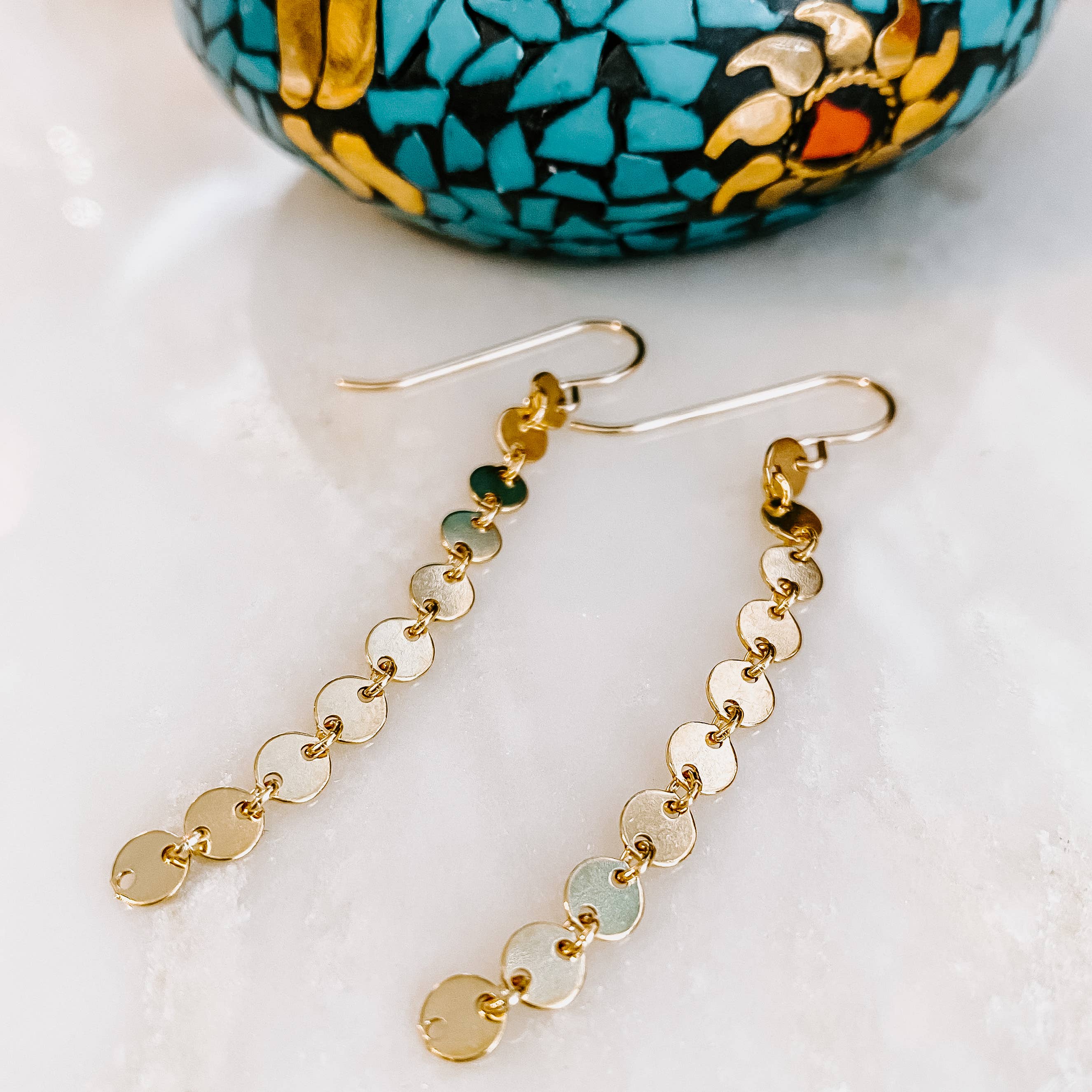 Sand Dollar Earrings: 14k Gold Fill