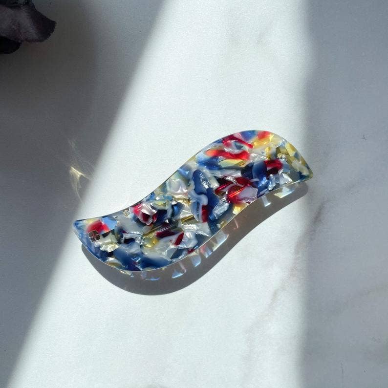 Wave Barrette in Stained Glass