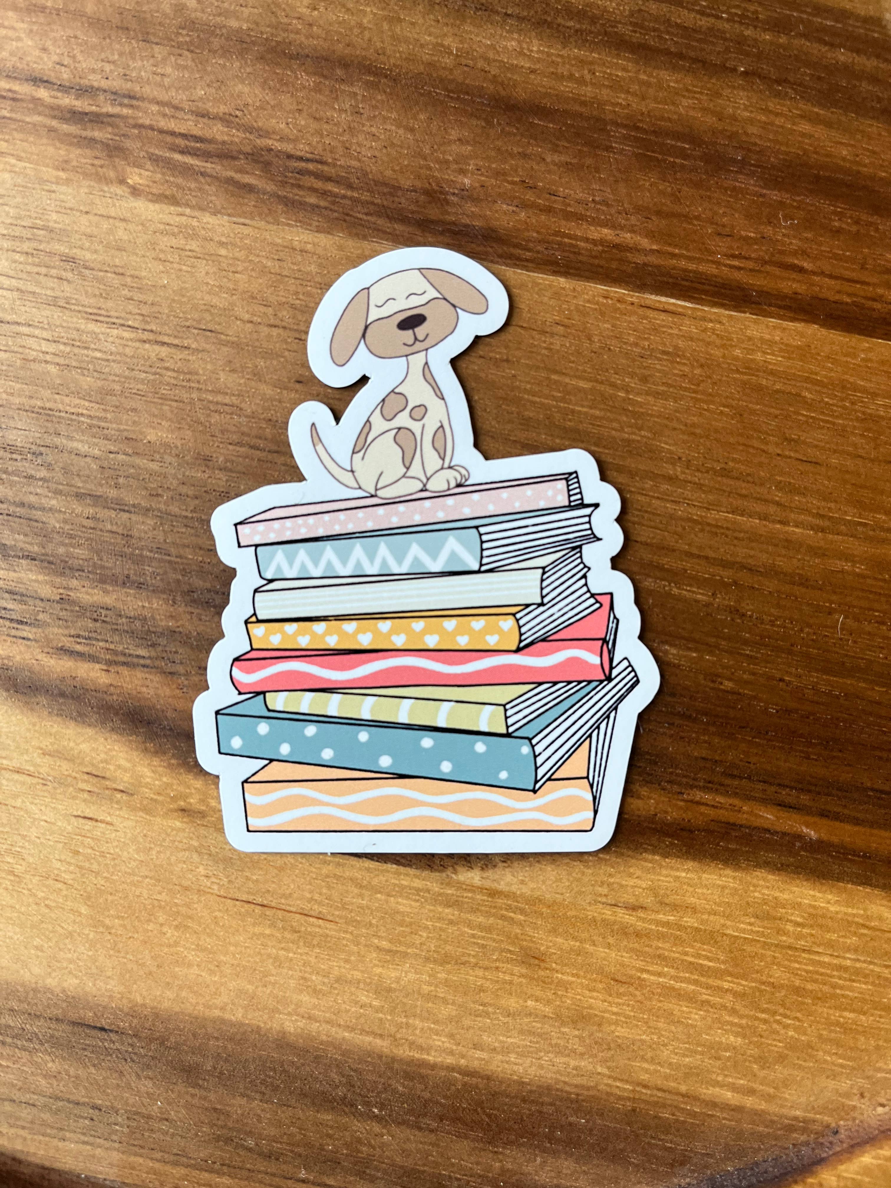 Dog Book Stack Magnet