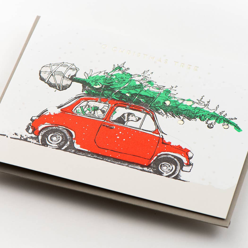 O Christmas Tree Dog Card: Single Card