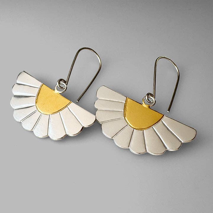 Floral Silver and Gold Marigold Earrings