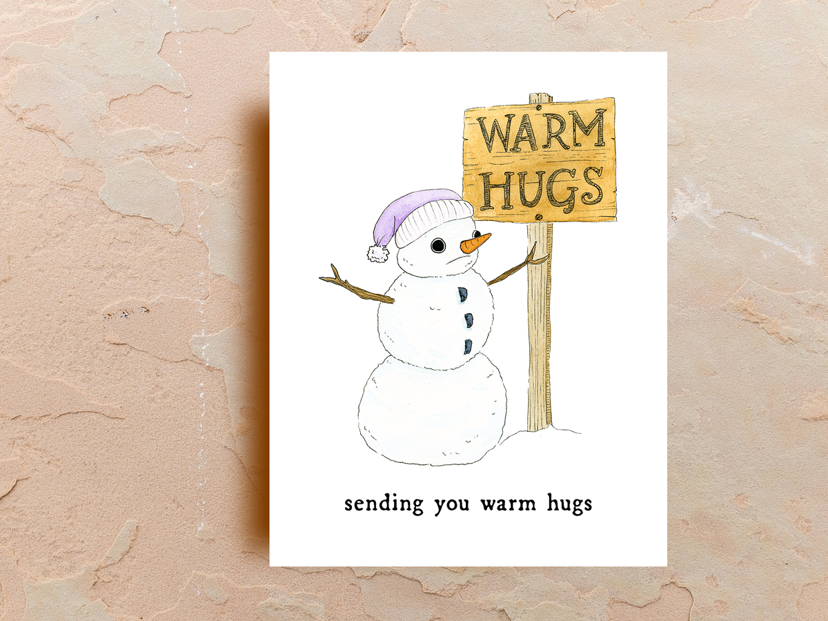 Warm Hug Snowman - Greeting Card