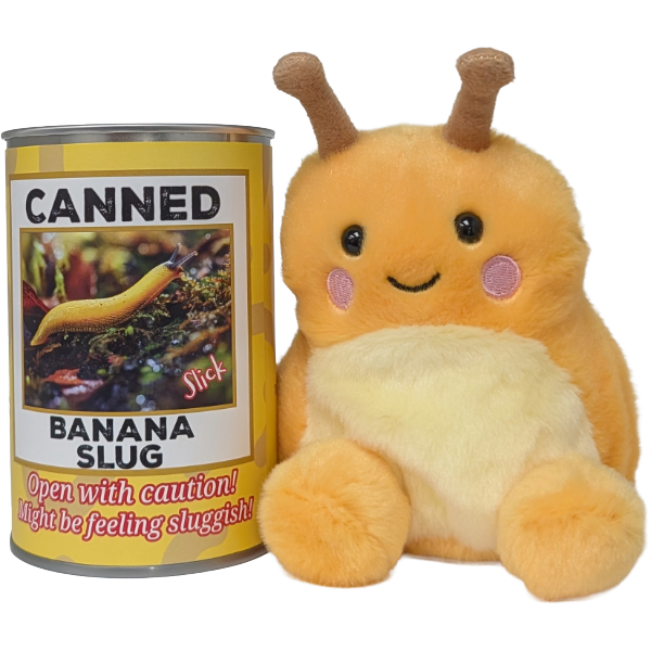 Slick the Canned Banana Slug Stuffed Plush w/Funny Jokes: Pop Top Lid