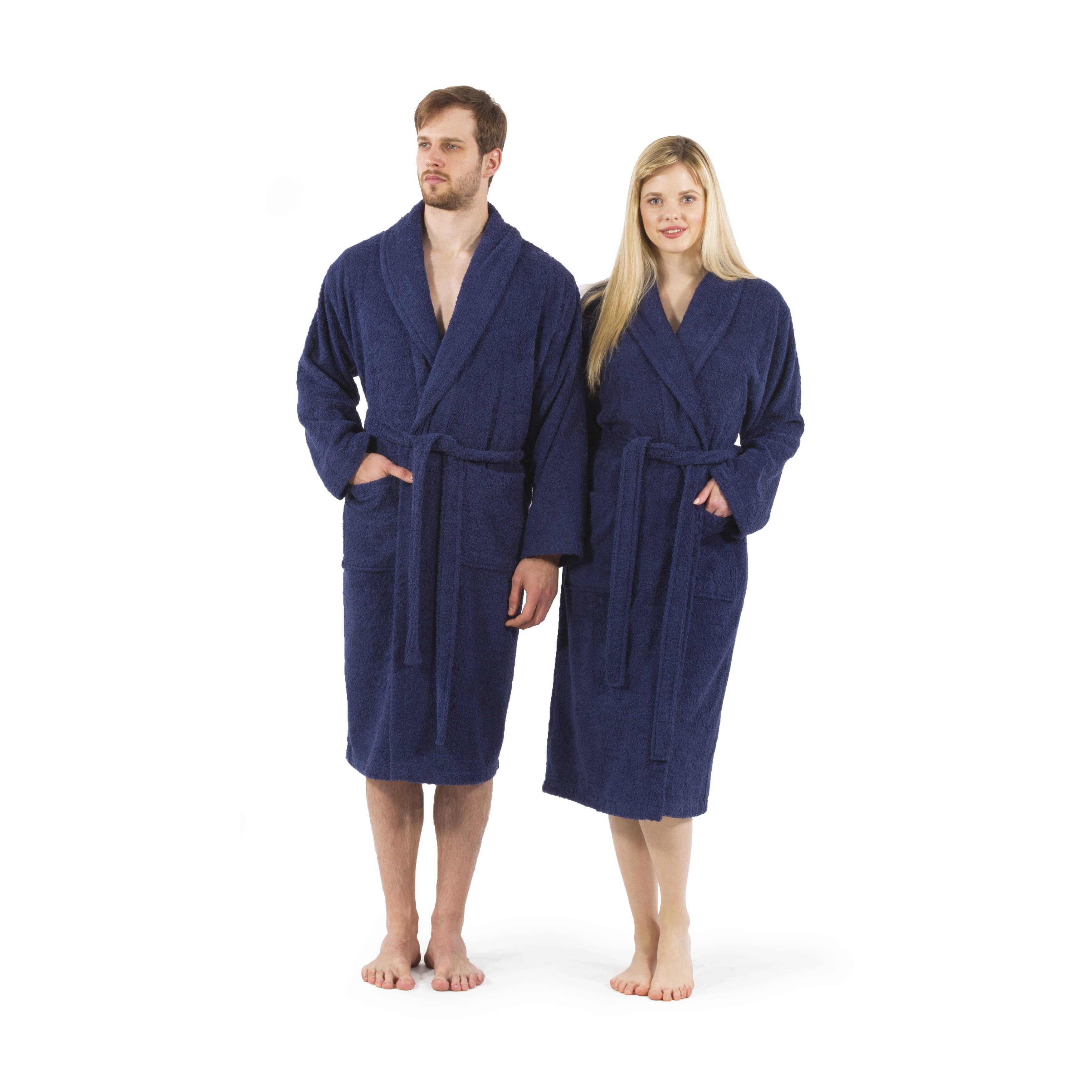 100% Turkish Cotton Unisex Aristocrat Bathrobe: Navy / L/XL