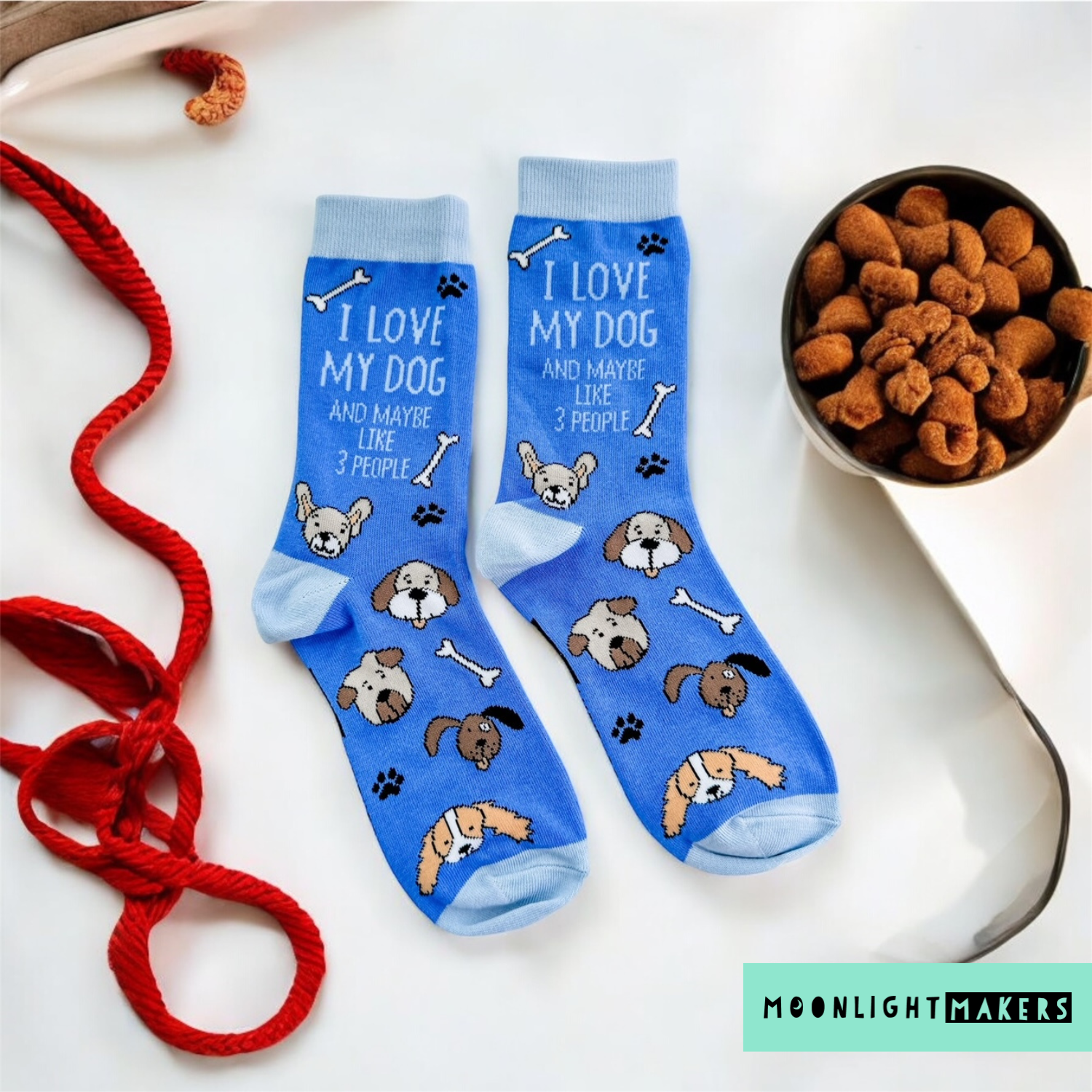 I Love My Dog & Maybe 3 People - Funny Unisex Socks