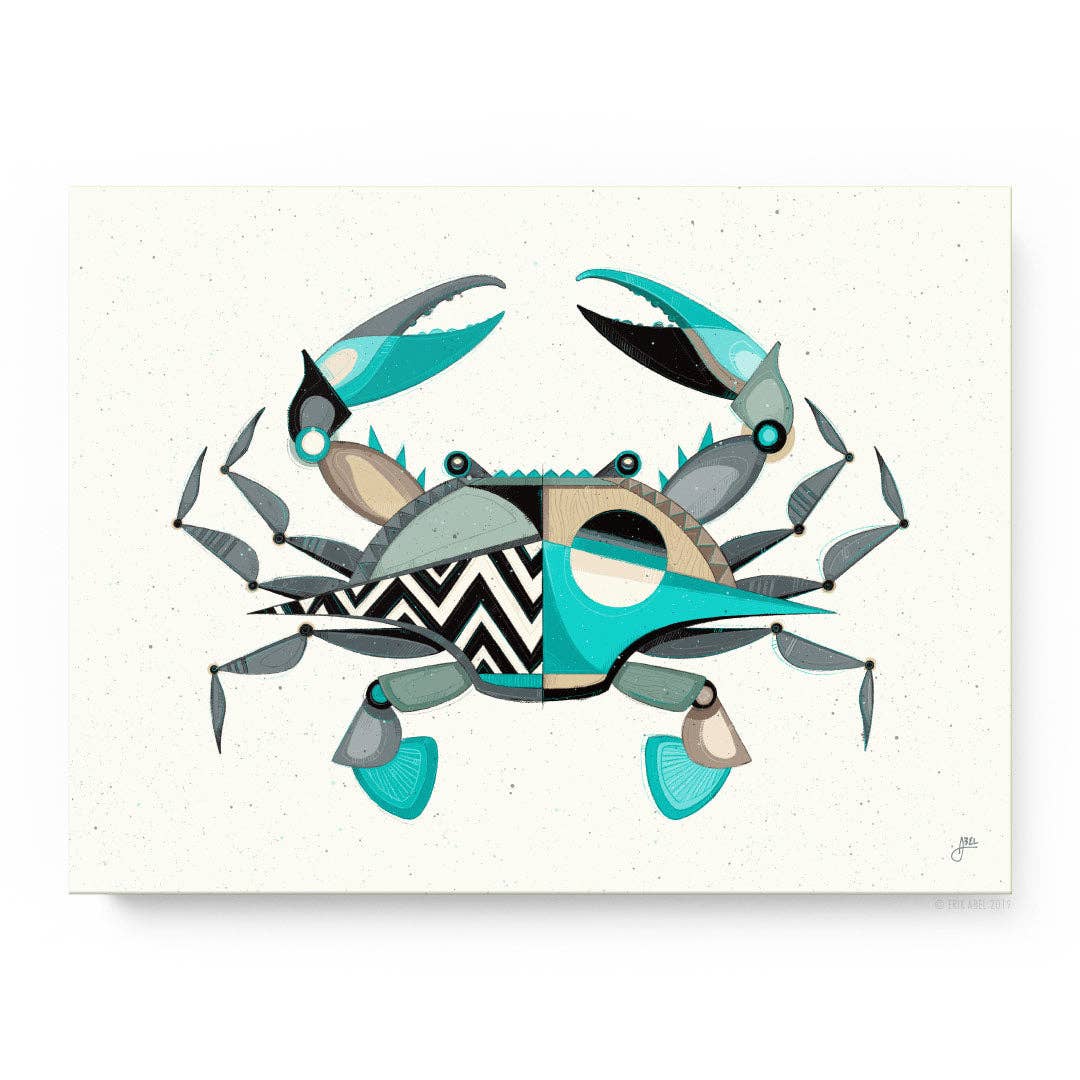 Blue Crabby - WHLSL Print: Unframed / 12x9 / Bamboo Paper
