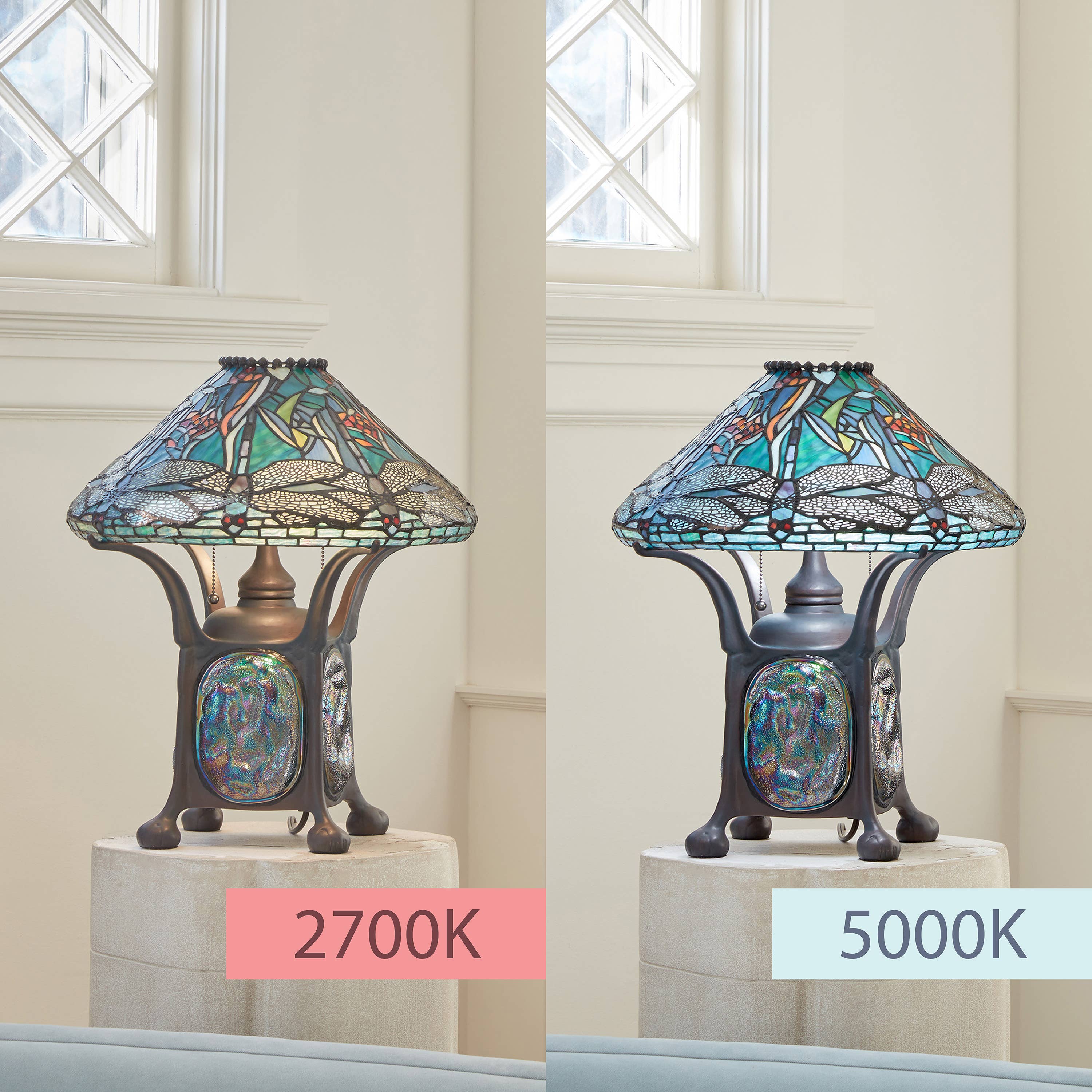 21.5"H Dragonfly Tiffany-Style Stained Glass Table Lamp