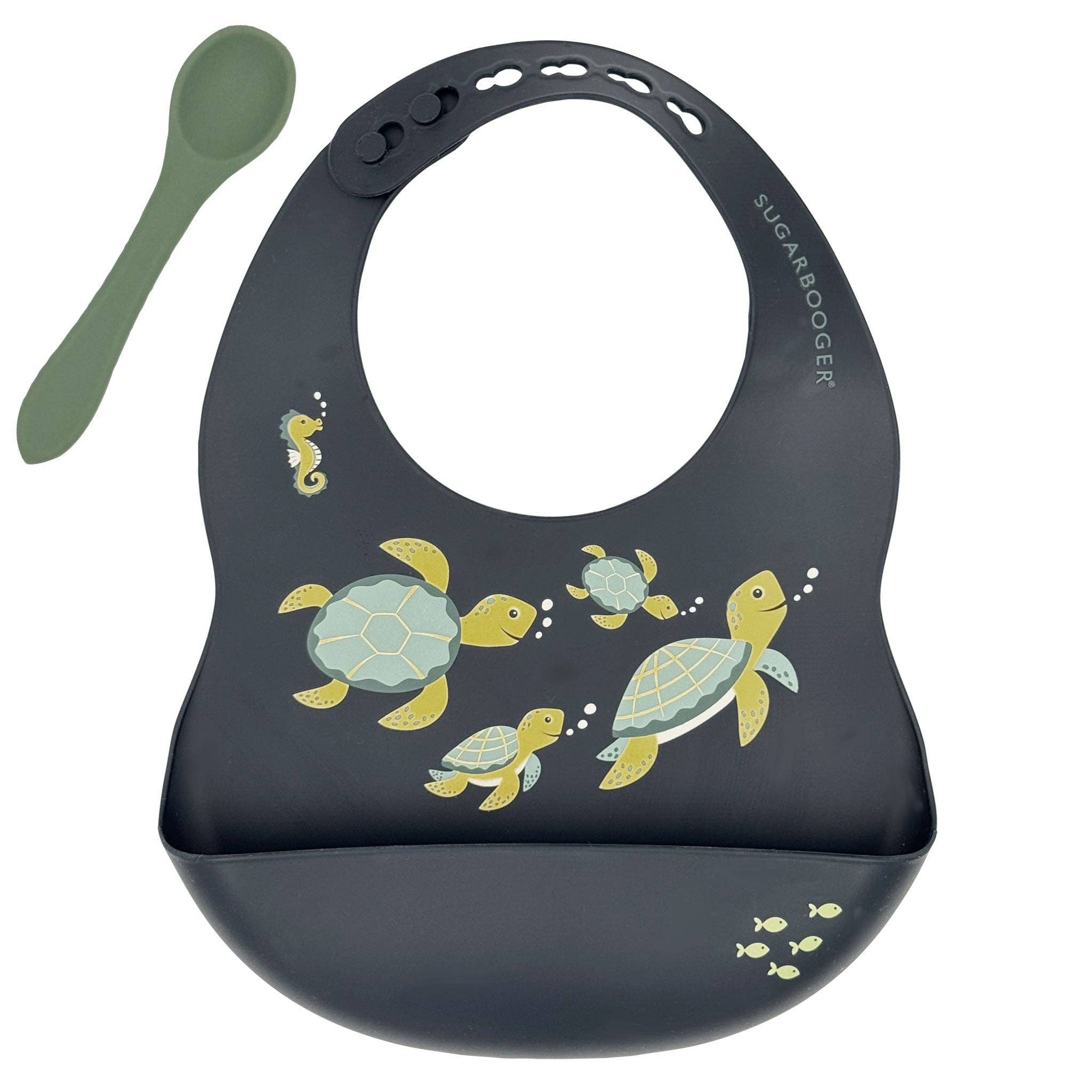 Fresh & Messy Silicone Bib & Spoon Set | Sea Turtle