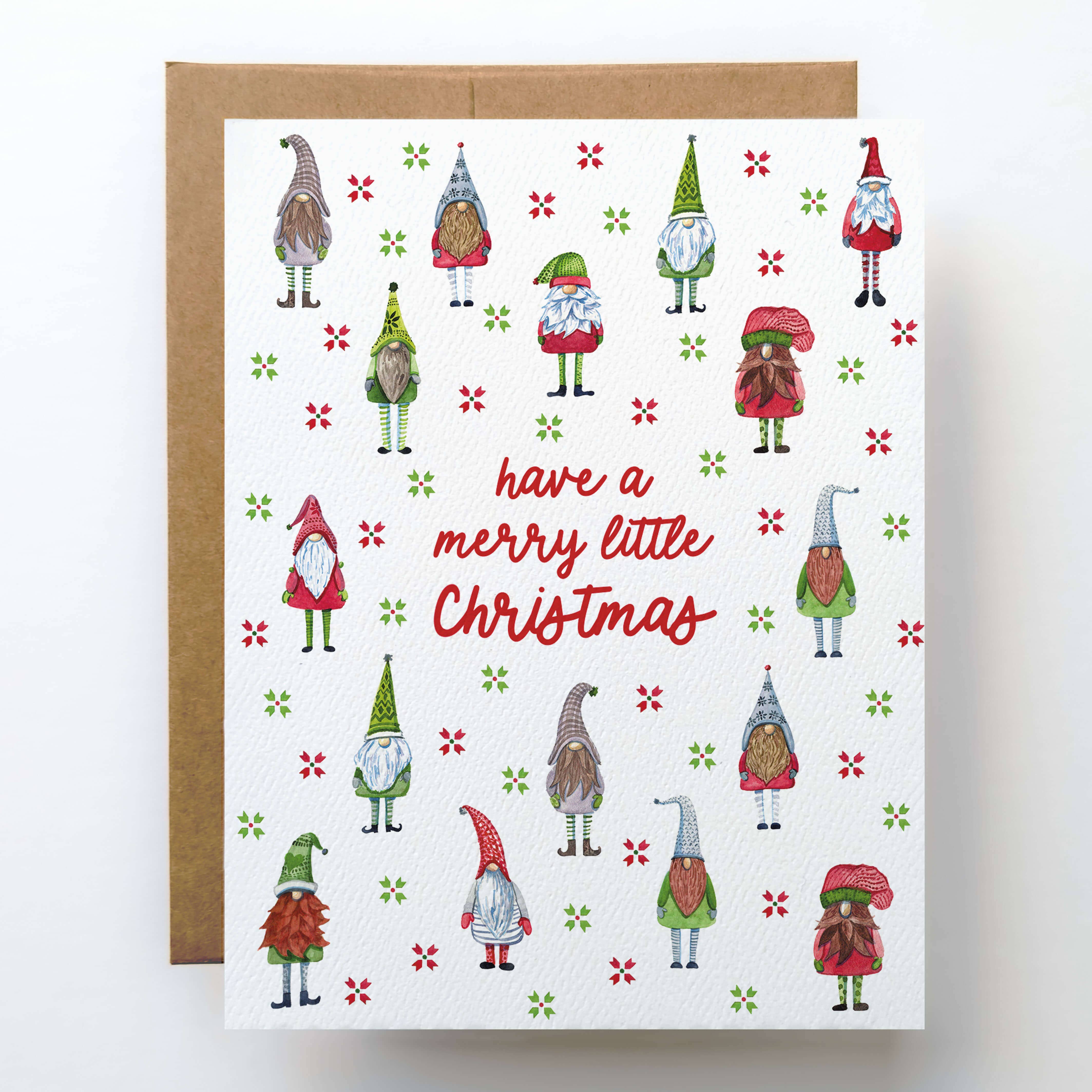 Gnome Christmas Card | Cute Holiday Merry Christmas Card: Single Card