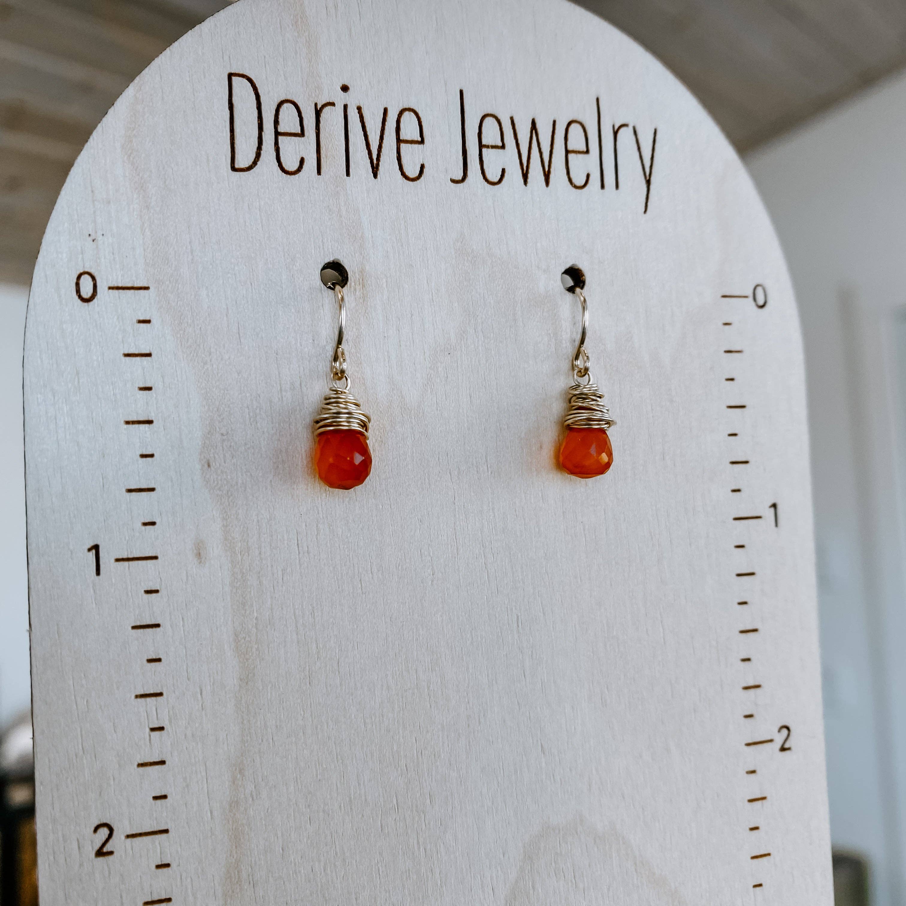 Mini Carnelian Drop Earrings: 14k Gold Fill