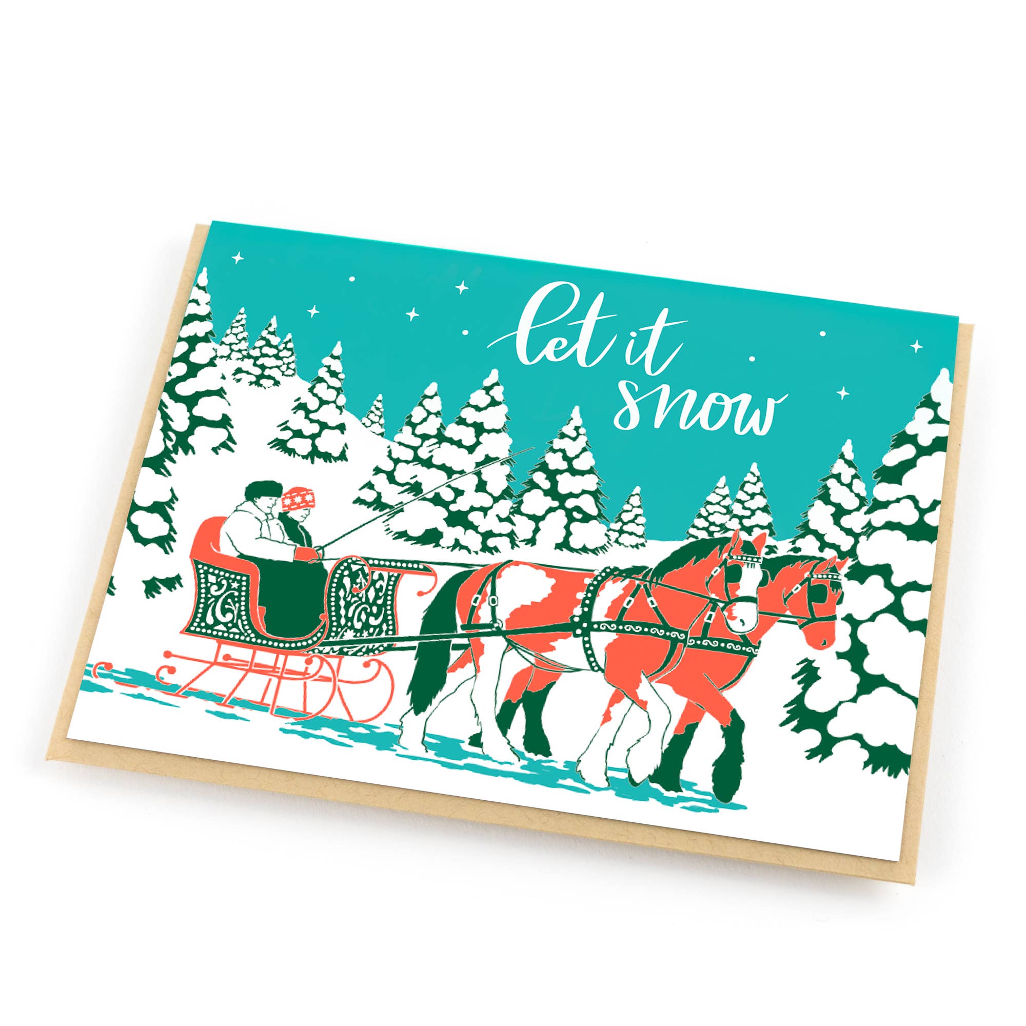 Vintage Holiday Carriage Ride: Single Card