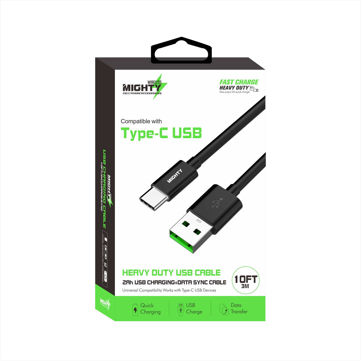 Mighty Fast Charging 10FT Type-C Cable Black MK20