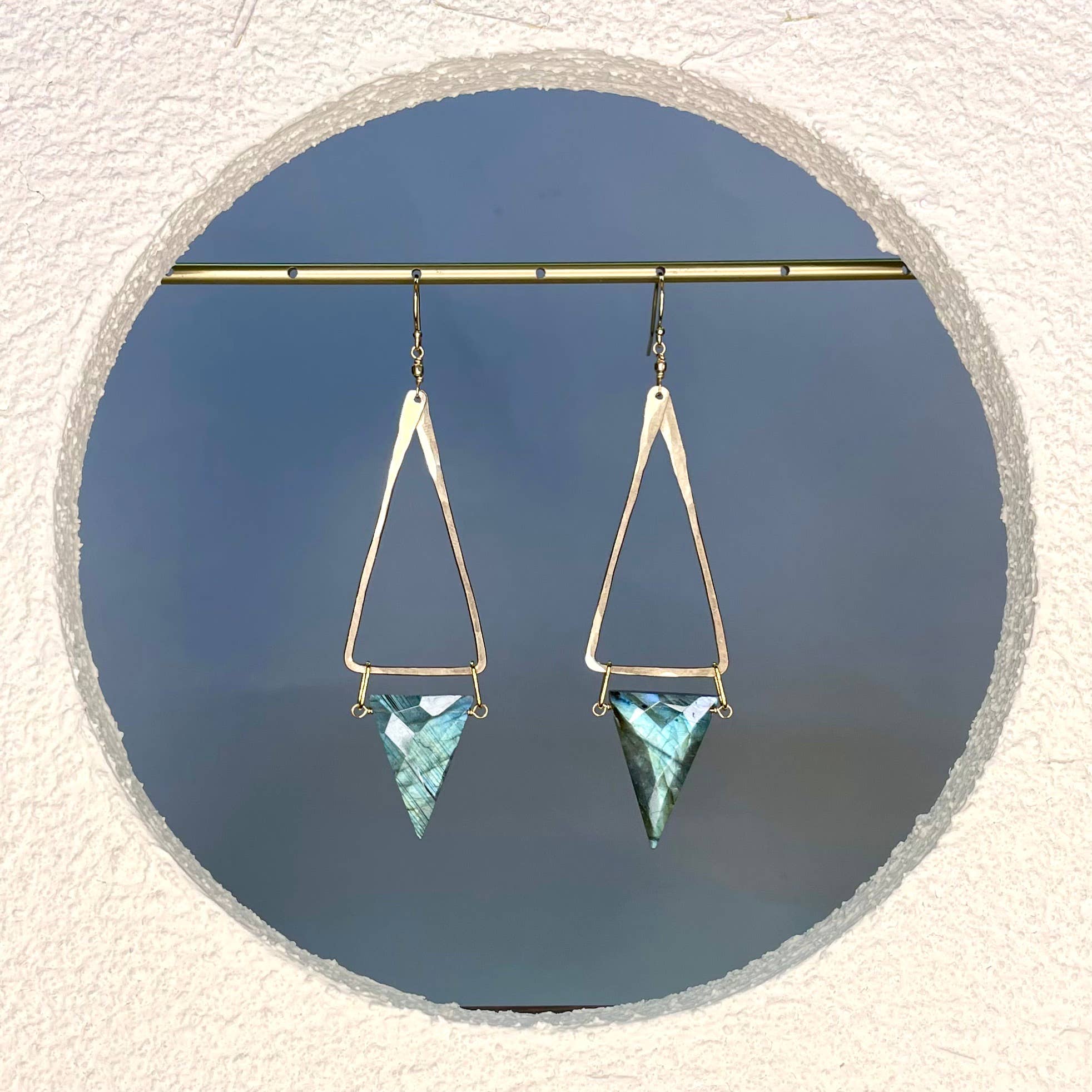 Triangle Stone Drop Earring: Gold Filled / Lapis