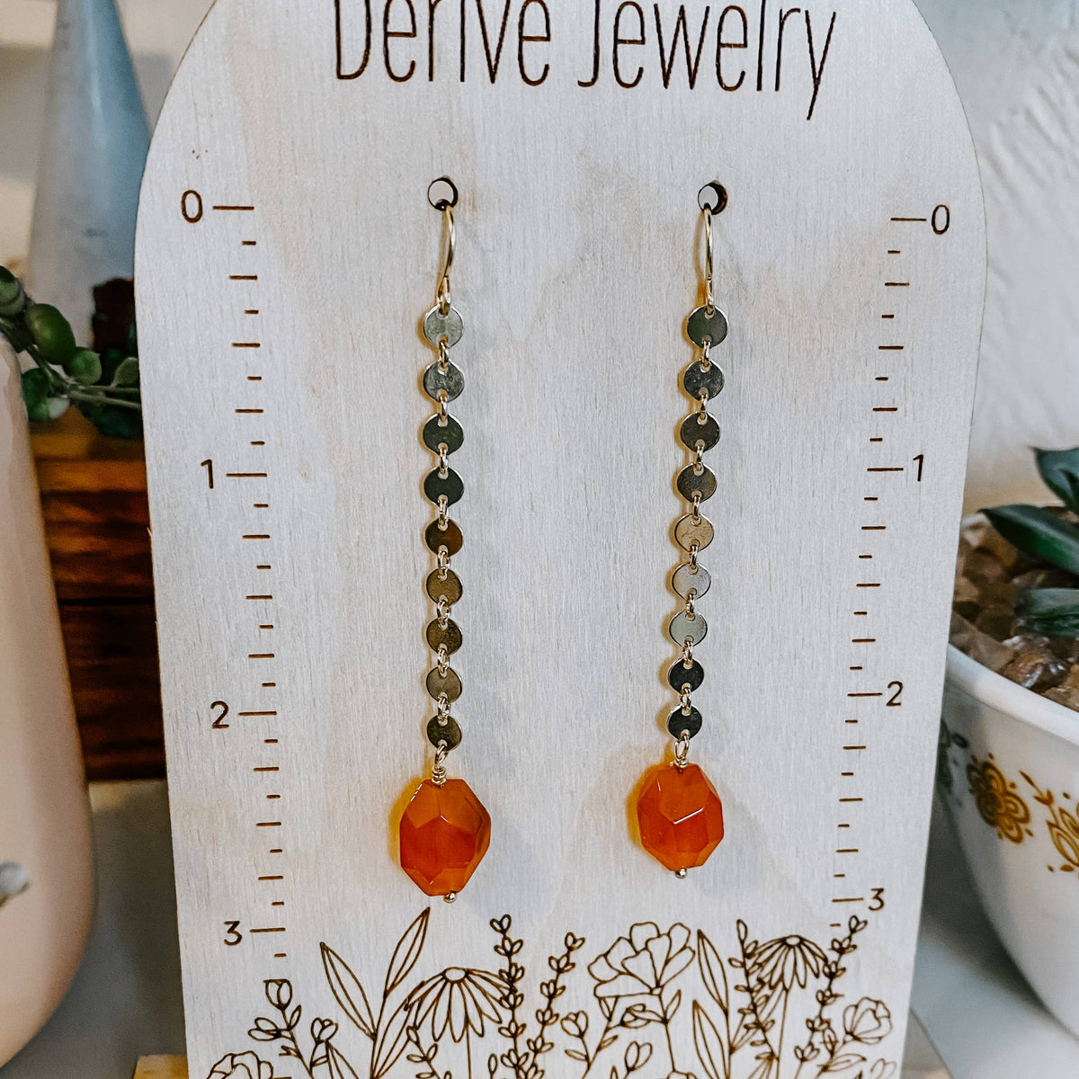 Sand Dollar Carnelian Earrings: 14k Gold Fill