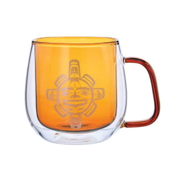 Double Walled Colored Glass Mug - Chilkat Sun